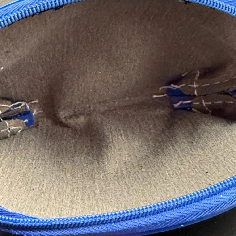 Sparkly Blue Cosmetic Bag Pouch Zippered Keychain Holder Rhinestone‎ Glitter